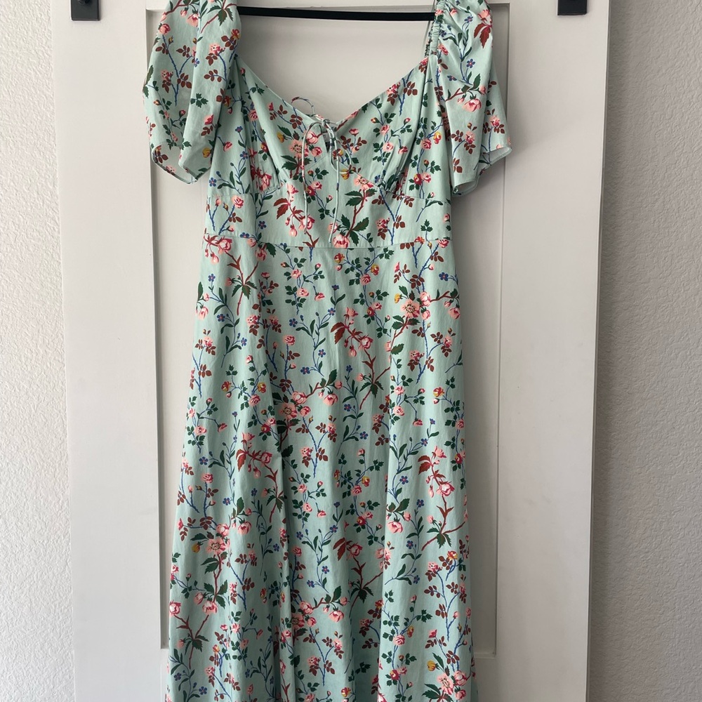 Floral Mint Green Midi Dress - Elegant Summer Dress